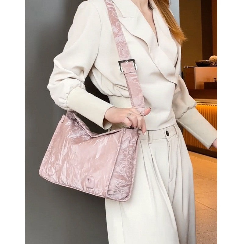 Ielgy Ladies High-Appearance Soft Leather Tote Bag Clutch Pattern Large-Capacity One-Shoulder Minimalist Messenger Bag