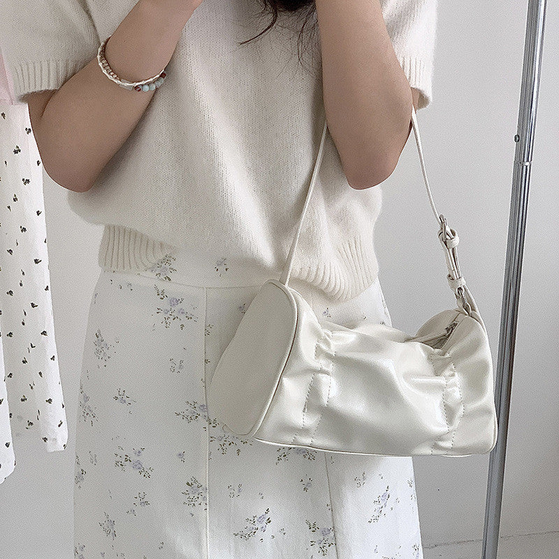Ielgy Korean Version Pleated Design Underarm Bag Handbag All-Match Fashion One-Shoulder Soft Leather Bag