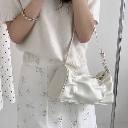 Ielgy Korean Version Pleated Design Underarm Bag Handbag All-Match Fashion One-Shoulder Soft Leather Bag