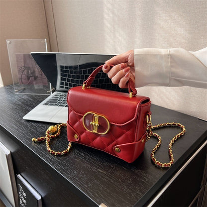 Ielgy Portable Box Bag Ladies Unique Texture Chain Shoulder Diagonal Bag