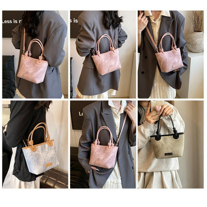 Ielgy Ladies Outing Handbag Fashion High-End Commuter Cross-Body Bucket Bag