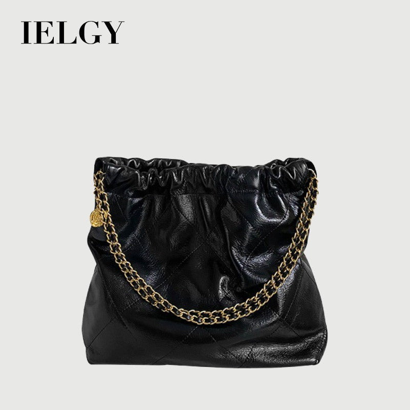 Ielgy High-End Diamond Checked Cross-Body Bag Large Capacity Chain Ladies Shoulder Bag