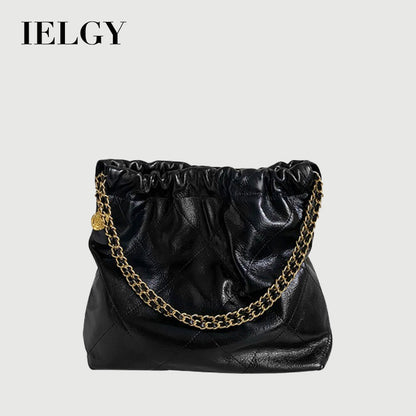 Ielgy High-End Diamond Checked Cross-Body Bag Large Capacity Chain Ladies Shoulder Bag