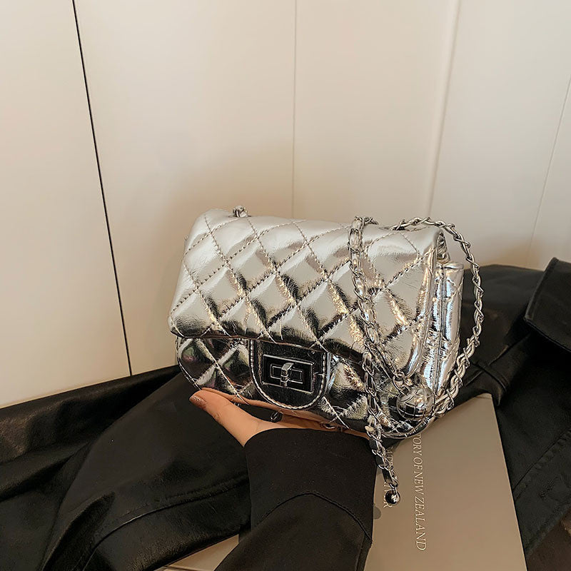 Ielgy Diamond Embroidery Thread Popular All-Match Chain Messenger Bag Fashion One-Shoulder Small Square Bag