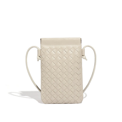 Ielgy Fashion Mini Mobile Phone Bag Hand-Woven Bag Simple Trendy All-Match Retro Small One-Shoulder Messenger Female Bag