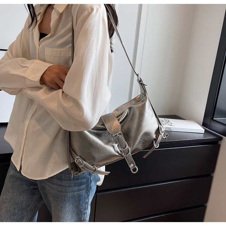 Ielgy Ladies Fashion Texture One-Shoulder Underarm Bag Can Be Cross-Body