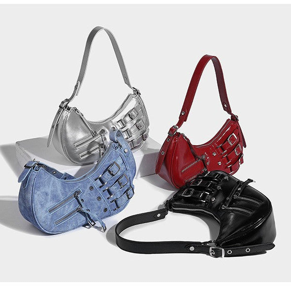 Ielgy American Retro Hot Girl Colorful Leather Armpit Order Shoulder Handbag