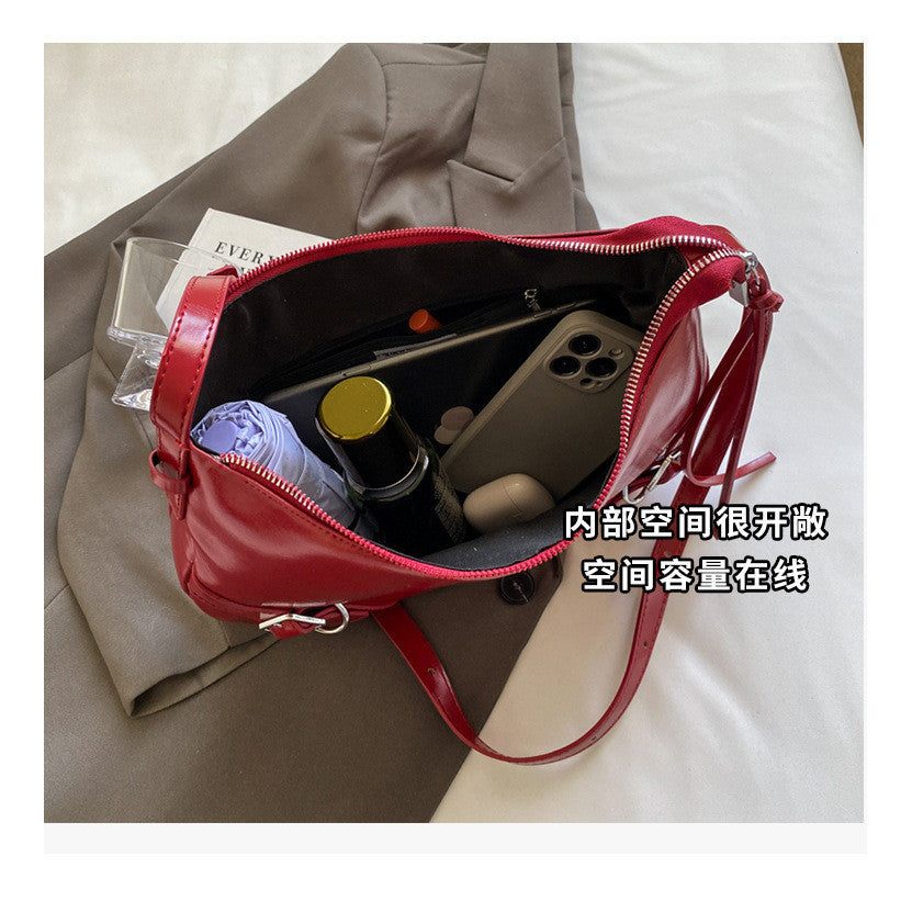 Ielgy Large-Capacity Commuter Underarm Bag Ladies Silver Trendy Fashion Niche Shoulder Bag Texture All-Match Mess