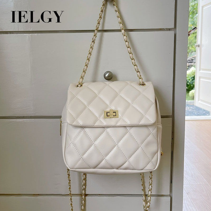 Ielgy Ladies Square Backpack Korean Version Cross-body Shoulder Portable Diamond Chain Backpack