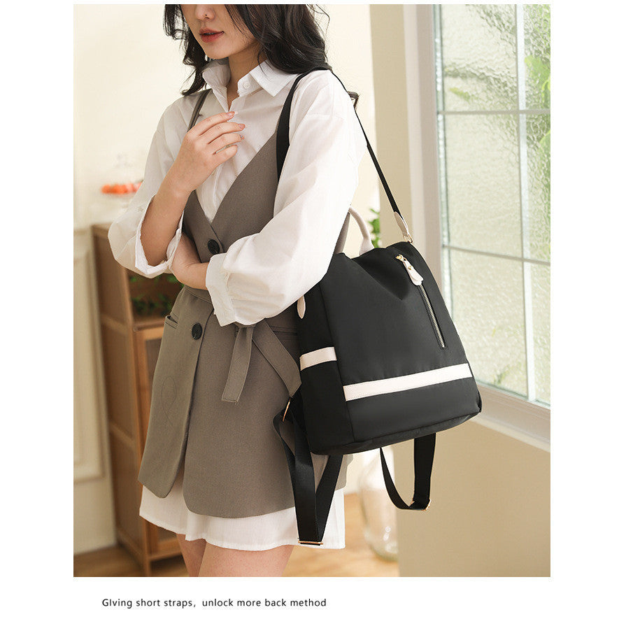 Ielgy Korean Version Trendy Backpack Large Capacity Travel Backpack Nylon Oxford Cloth Lightweight Student School Bag