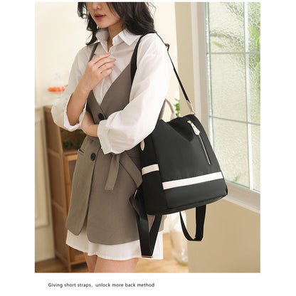 Ielgy Korean Version Trendy Backpack Large Capacity Travel Backpack Nylon Oxford Cloth Lightweight Student School Bag