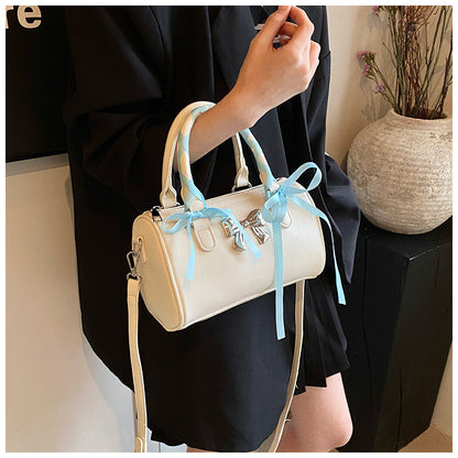 Ielgy Ballet Style Bowknot Portable Boston Bag Fashion One-Shoulder Messenger All-Match Pillow Bag