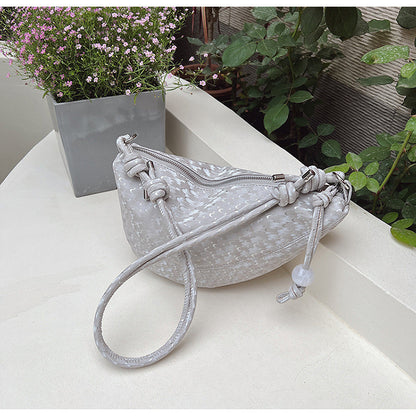 Ielgy Fashion Design Niche Summer Ladies Silver Cross-Body Dumpling Bag