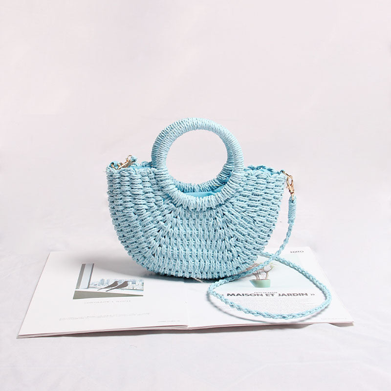 Ielgy Mini Messenger Woven Bag Cute Portable Summer Seaside Vacation Beach Bag