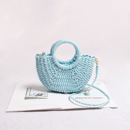 Ielgy Mini Messenger Woven Bag Cute Portable Summer Seaside Vacation Beach Bag