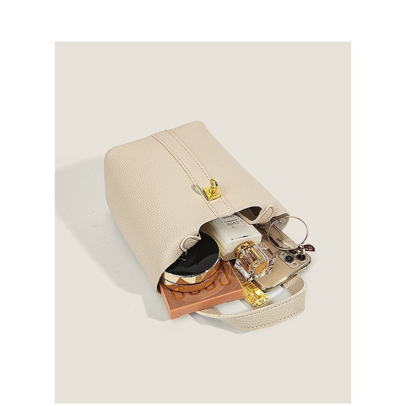 Ielgy Fashion Silk Scarf Portable Bucket Bag Texture All-Match One-Shoulder Cross @-