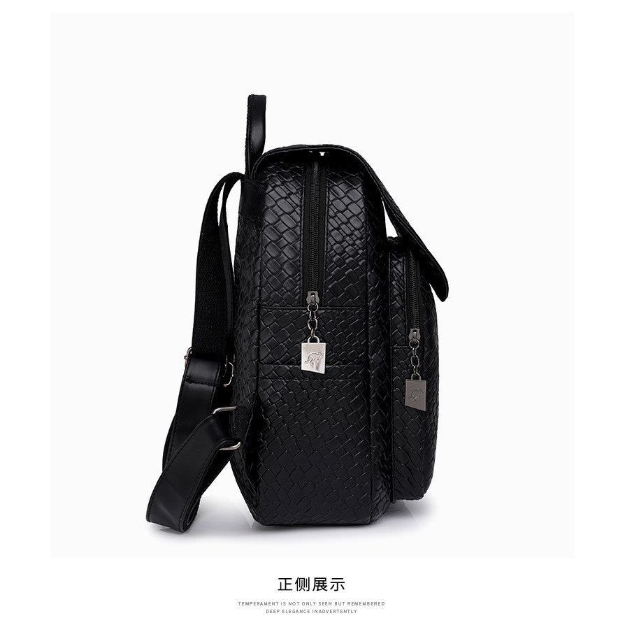 Ielgy Backpack Soft Leather Backpack Ladies Korean Version Fashion Student Simple Sense School Bag