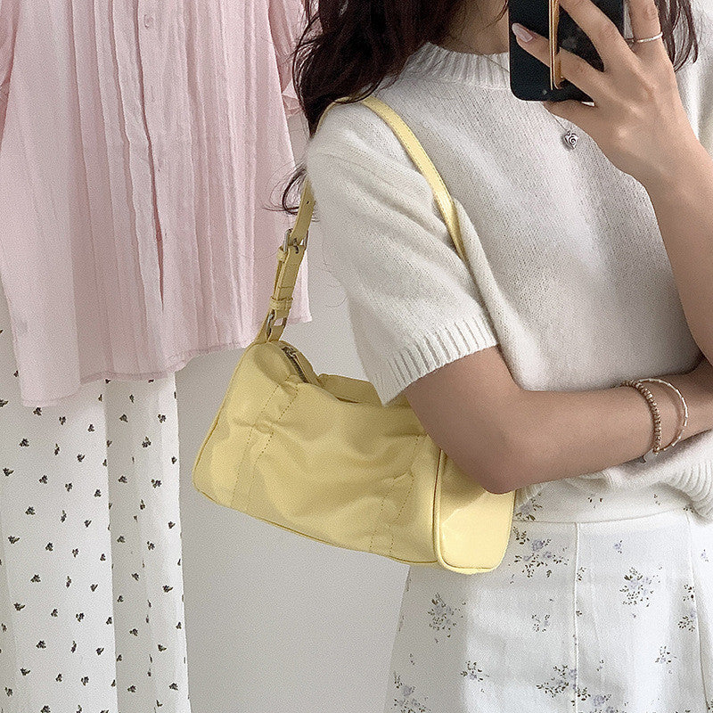 Ielgy Korean Version Pleated Design Underarm Bag Handbag All-Match Fashion One-Shoulder Soft Leather Bag