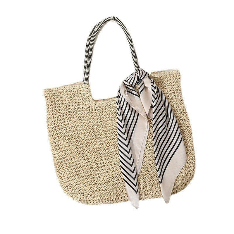 Ielgy Casual Woven Bag Large Capacity One-Shoulder Portable Seaside Vacation Beach Female Bag