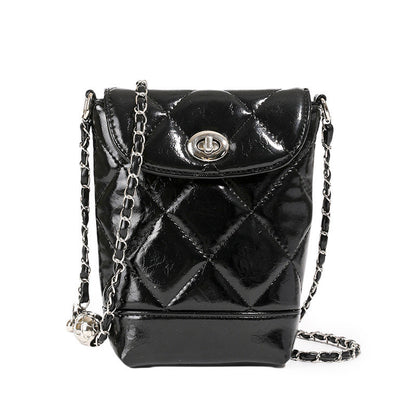 Ielgy Diamond Chain Silver Niche Design Fashion One-Shoulder Messenger Bag High-End Bucket Bag