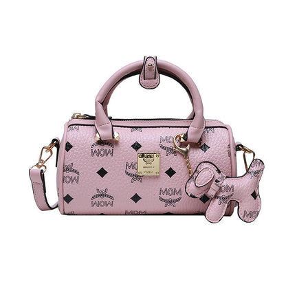 Ielgy Boston Letter Cylindrical Handbag Shoulder Crossbody Bag