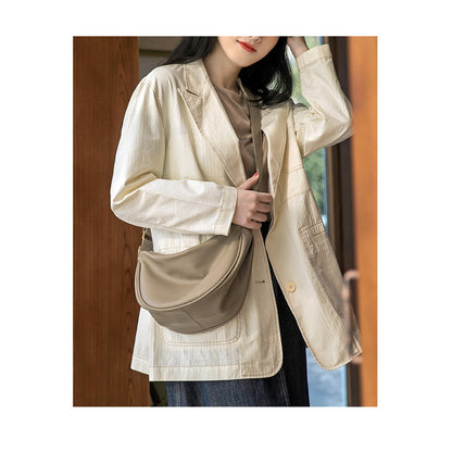 Ielgy Ladies Black PU Soft Leather Dumpling Bag Korean Version Shoulder Niche Crossbody Bag