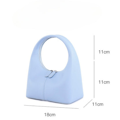 Ielgy Ladies Fashion Handbag Solid Color PU Fashion All-Match French Underarm Crescent Bag