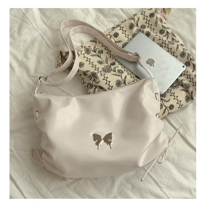 Ielgy Ladies Black Niche Underarm Bag Cool Casual Large-Capacity Cross-Body Commuter Tote Bag