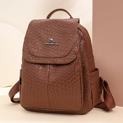 Ielgy Backpack Soft Leather Backpack Ladies Korean Version Fashion Student Simple Sense School Bag