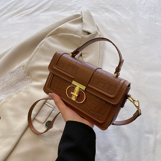 Ielgy High-End Texture Solid Color Portable Box Bag All-Match One-Shoulder Messenger Small