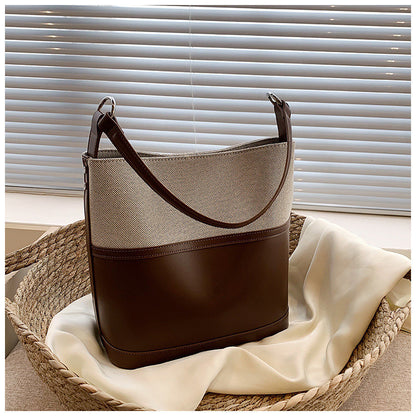 Ielgy Simple Bucket Bag All-Match Fashion Portable Cross-Body Korean Version Large-Capacity Female Bag
