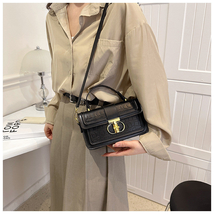 Ielgy High-End Texture Solid Color Portable Box Bag All-Match One-Shoulder Messenger Small
