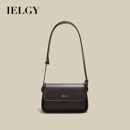 IELGY Fashionable and Versatile Top-handle Bag in Coffee with Wide Shoulder Strap for Women