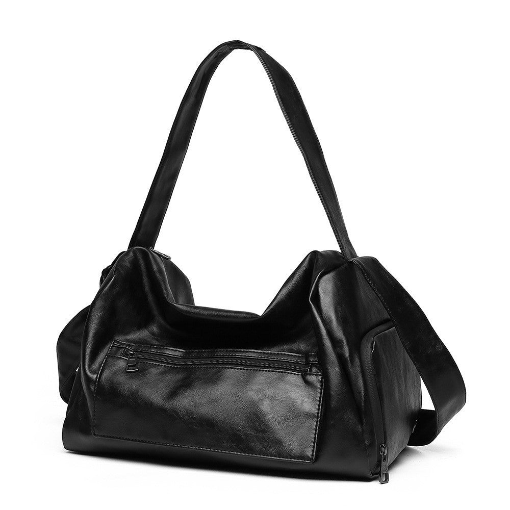 Ielgy Sports Fitness Handbag Short-distance Travel Large-capacity Duffel Bag Fashion Soft Leather Cross-body Bag