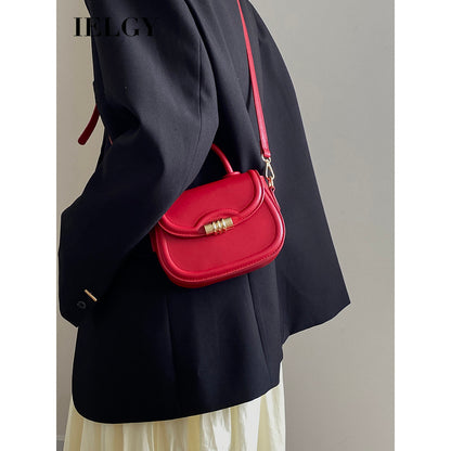 Ielgy Ladies Saddle Handbag High-End Sense One-Shoulder Crossbody