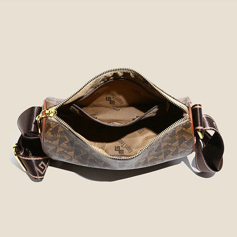 Ielgy Ladies Brown Casual Simple All-Match Embossed High-End Sense One-Shoulder Diagon