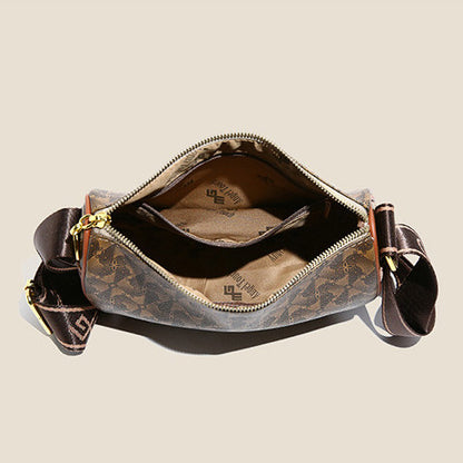 Ielgy Ladies Brown Casual Simple All-Match Embossed High-End Sense One-Shoulder Diagon