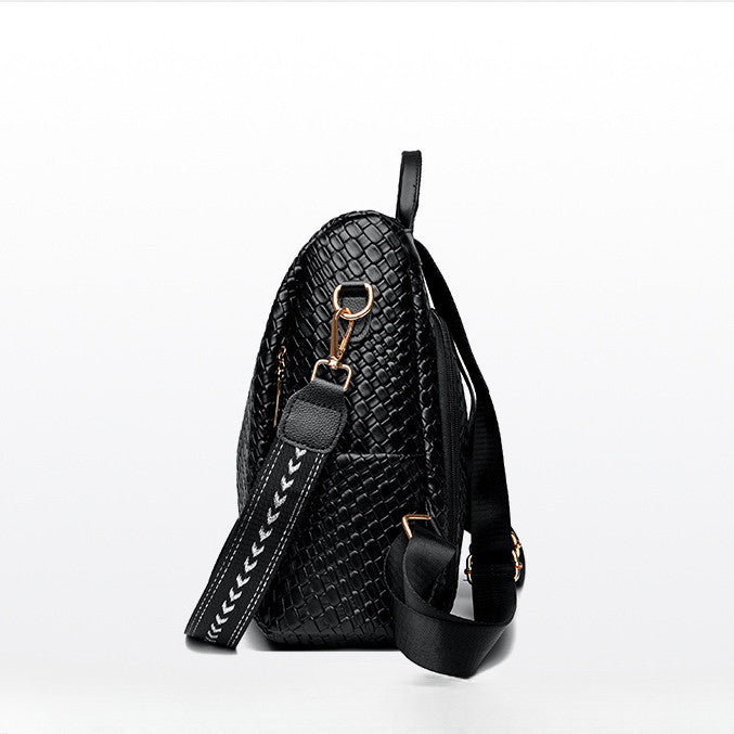 Ielgy Popular Woven Leather Backpack Multifunctional Anti-theft Student School Bag Travel Backpack