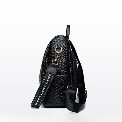 Ielgy Popular Woven Leather Backpack Multifunctional Anti-theft Student School Bag Travel Backpack