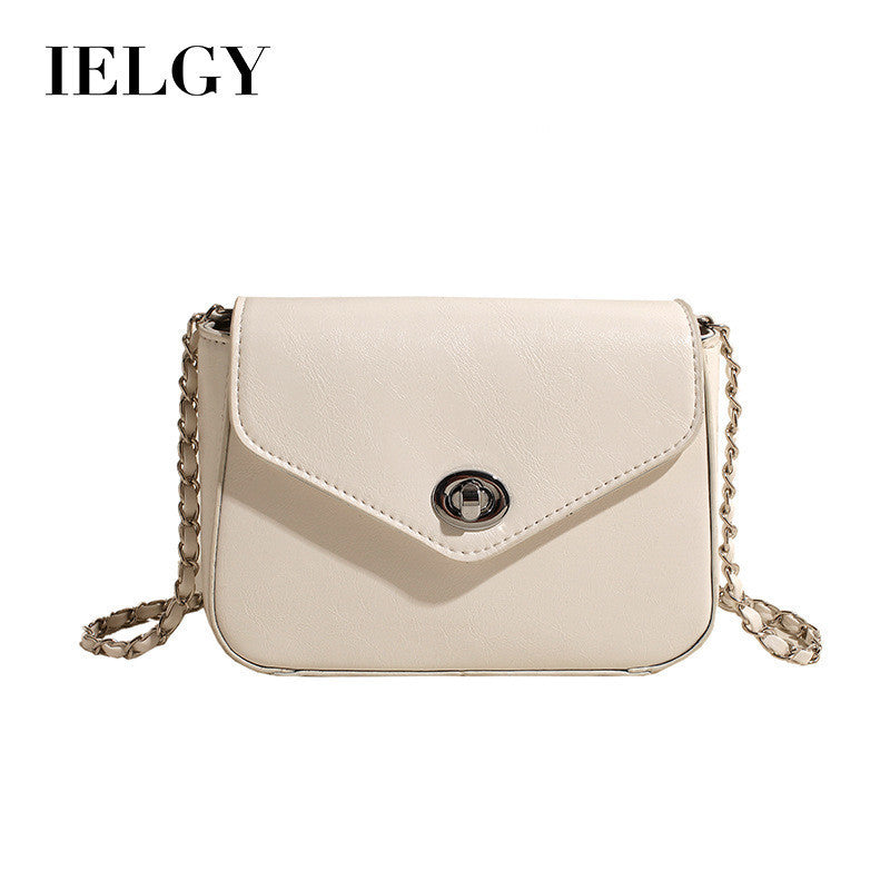 Ielgy Ladies Textured Chain Bag Fashionable All-Match High-End Exquisite Niche One-Shoulder Cross