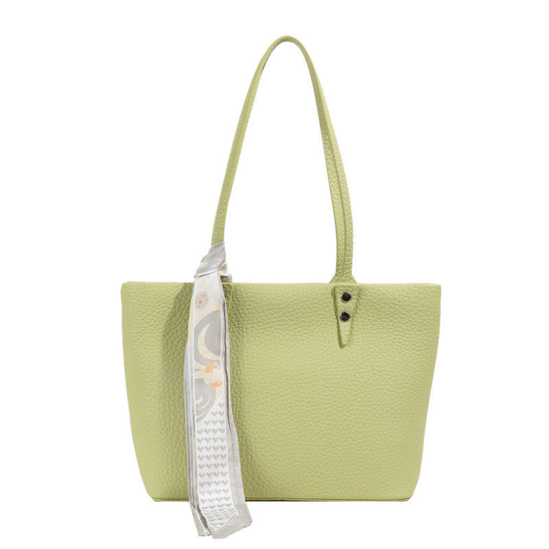 Ielgy Solid Color Large-Capacity Bucket Bag Tote Bag All-Match Commuter Shoulder Messen