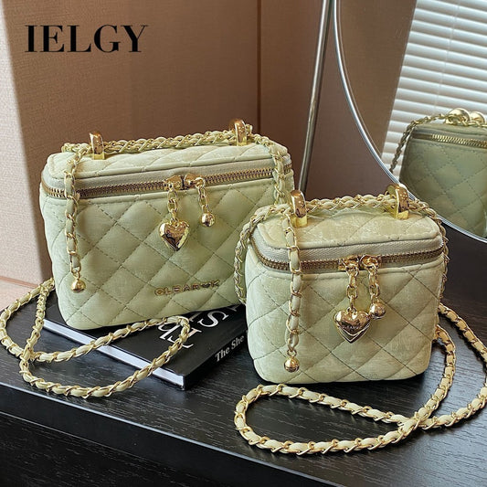 Ielgy High-End Female Bag Fashion Rhombus Chain Texture All-Match One-Shoulder Small Square Bag