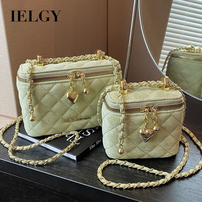 Ielgy High-End Female Bag Fashion Rhombus Chain Texture All-Match One-Shoulder Small Square Bag