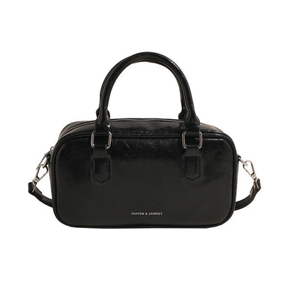 Ielgy Ladies High-End Boston Pillow Handbag Casual All-Match Silver Messenger Bag