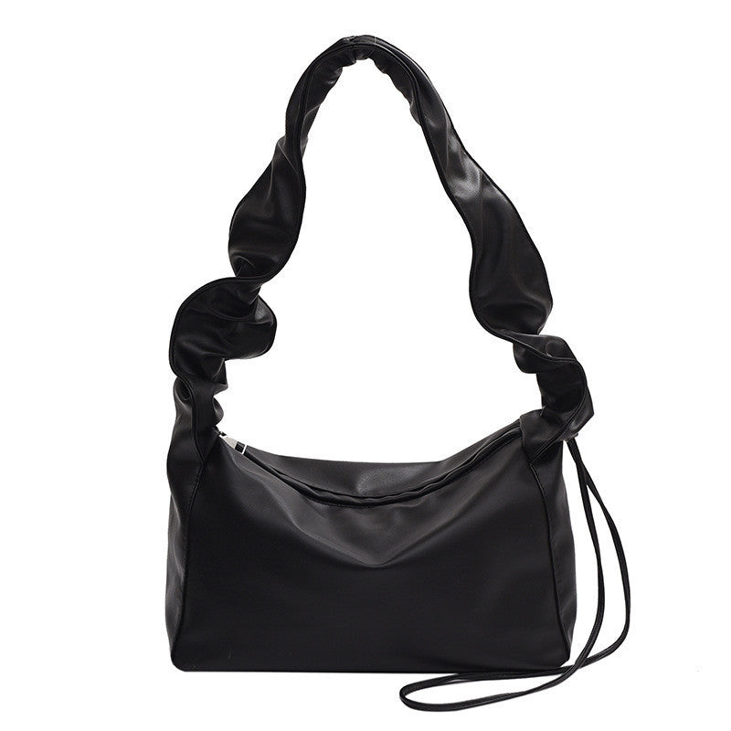 Ielgy Ladies Silver All-Match Underarm Cloud Bag Simple Pleated Fashionable One-Shoulder Dumpling Bag