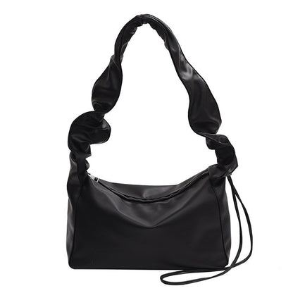 Ielgy Ladies Silver All-Match Underarm Cloud Bag Simple Pleated Fashionable One-Shoulder Dumpling Bag