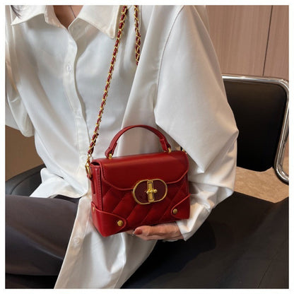 Ielgy Portable Box Bag Ladies Unique Texture Chain Shoulder Diagonal Bag