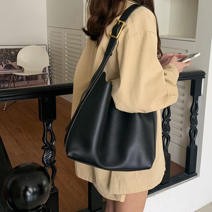 Ielgy All-Match Large-Capacity Lazy Style Bucket Bag Retro One-Shoulder Messenger
