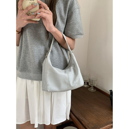 Ielgy Niche Design Texture Underarm Bag Shoulder Crossbody Soft Pink Cloud Bag