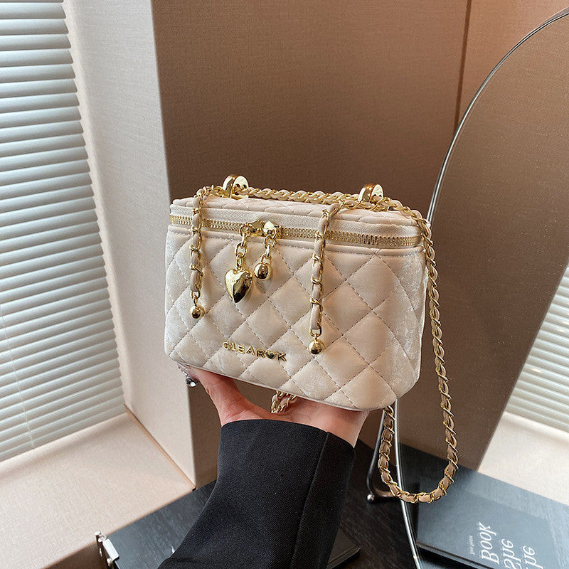 Ielgy High-End Female Bag Fashion Rhombus Chain Texture All-Match One-Shoulder Small Square Bag